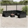 Image de Vidaxl salon de jardin 12 pcs avec coussins noir résine tressée
