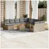 Image de Salon de jardin avec coussins 12 pcs beige résine tressée