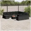 Image de Salon de jardin avec coussins 13 pcs noir résine tressée