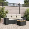 Image de vidaXL Salon de jardin 4 pcs avec coussins noir résine tressée 3225314