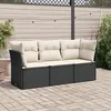 Image de vidaXL Salon de jardin 3 pcs avec coussins noir résine tressée 3249045