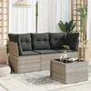 Image de vidaXL Salon de jardin 4 pcs avec coussins gris clair résine tressée 3249061