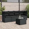Image de vidaXL Salon de jardin 5 pcs avec coussins noir résine tressée 3249074