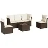 Image de Salon De Jardin Avec Coussins 6 Pcs Marron Résine Tressée Vidaxl