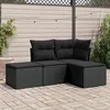 Image de vidaXL Salon de jardin 4 pcs avec coussins noir résine tressée 3249314