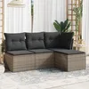 Image de vidaXL Salon de jardin 4 pcs avec coussins gris résine tressée 3249339