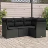 Image de vidaXL Salon de jardin 4 pcs avec coussins noir résine tressée 3249414