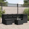 Image de Salon De Jardin 7 Pcs Avec Coussins Noir Résine Tressée Vidaxl
