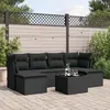 Image de vidaXL Salon de jardin 7 pcs avec coussins noir résine tressée 3249854