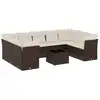 Image de Vidaxl salon de jardin 10 pcs avec coussins marron résine tressée