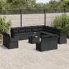 Image de Salon De Jardin Avec Coussins 14 Pcs Noir Résine Tressée Vidaxl