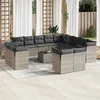 Image de vidaXL Salon de jardin avec coussins 14 pcs gris résine tressée 3250399