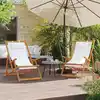 Image de Chaises De Plage Pliables Lot De 2 Crème Tissu Vidaxl