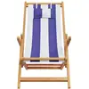 Image de Vidaxl chaises de plage pliantes lot de 2 bleu blanc tissu bois massif