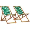 Image de Chaises De Plage Pliantes Lot De 2 Tissu Et Bois Massif Vidaxl