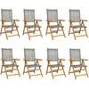 Image de Chaises Inclinables De Jardin Lot De 8 Gris Rotin Bois Massif Vidaxl