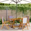 Image de Fauteuils Pliants Inclinables 4 Pcs Bleu Et Blanc Tissu Et Bois Vidaxl