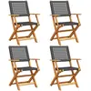 Image de Chaises De Jardin Pliantes Lot De 4 Noir Poly Rotin Bois Massif Vidaxl