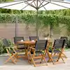 Image de Chaises De Jardin Pliantes Lot De 6 Noir Poly Rotin Bois Massif Vidaxl