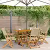 Image de Chaises De Jardin Pliantes Lot De 4 Beige Rotin Et Bois Massif Vidaxl