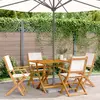 Image de Chaises De Jardin Pliantes Lot De 4 Tissu Et Bois Massif Vidaxl