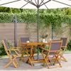 Image de Chaises De Jardin Pliantes Lot De 4 Tissu Et Bois Massif Vidaxl