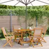 Image de Chaises De Jardin Pliantes Lot De 4 Taupe Tissu Et Bois Massif Vidaxl