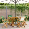 Image de vidaXL Chaises de jardin pliantes lot de 4 vert tissu et bois massif siège de jardin chaise de patio chaise à manger de 3214586