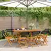 Image de Chaises De Jardin Pliantes Lot De 8 Noir Poly Rotin Bois Massif Vidaxl