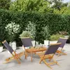 Image de Chaises De Jardin Pliantes Lot De 4 Tissu Et Bois Massif Vidaxl