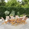 Image de Chaises De Jardin Pliantes Lot De 8 Taupe Tissu Et Bois Massif Vidaxl