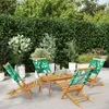 Image de vidaXL Chaises de jardin pliantes lot de 4 vert tissu et bois massif siège de jardin chaise de patio chaise à manger de 3214649