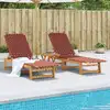 Image de Chaises Longues Lot De 2 Avec Table Rouge Bois Massif D'acacia Vidaxl