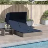 Image de Chaise Longue Double Et Auvent Et Coussins Gris Résine Tressée Vidaxl