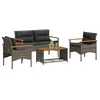 Image de vidaXL Salon de jardin 4 pcs avec coussins gris résine tressée ensemble de canapés dextérieur salon de jardin ensemble 368399