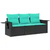 Image de Vidaxl salon de jardin 3 pcs avec coussins noir résine tressée