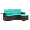 Image de Vidaxl salon de jardin 4 pcs avec coussins noir résine tressée