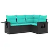 Image de Vidaxl salon de jardin 4 pcs avec coussins noir résine tressée