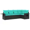 Image de Vidaxl salon de jardin 5 pcs avec coussins noir résine tressée