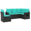 Image de Vidaxl salon de jardin 5 pcs avec coussins noir résine tressée
