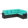 Image de Vidaxl salon de jardin 6 pcs avec coussins noir résine tressée