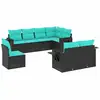 Image de Vidaxl salon de jardin 8 pcs avec coussins noir résine tressée