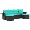 Image de Vidaxl salon de jardin 6 pcs avec coussins noir résine tressée