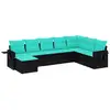 Image de Vidaxl salon de jardin 8 pcs avec coussins noir résine tressée