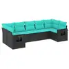 Image de Vidaxl salon de jardin 7 pcs avec coussins noir résine tressée