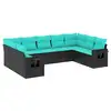 Image de Vidaxl salon de jardin 9 pcs avec coussins noir résine tressée