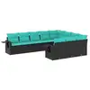 Image de Vidaxl salon de jardin 10 pcs avec coussins noir résine tressée