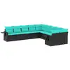 Image de Vidaxl salon de jardin 10 pcs avec coussins noir résine tressée