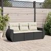 Image de vidaXL Salon de jardin 3 pcs avec coussins noir résine tressée 3221055