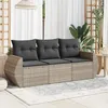 Image de vidaXL Salon de jardin avec coussins 3 pcs gris clair résine tressée 3221061